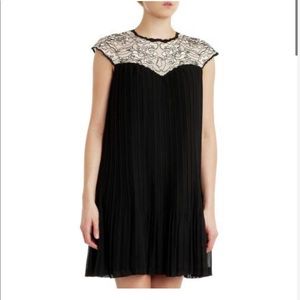 Ted Baker Wastila lace pleated black dress